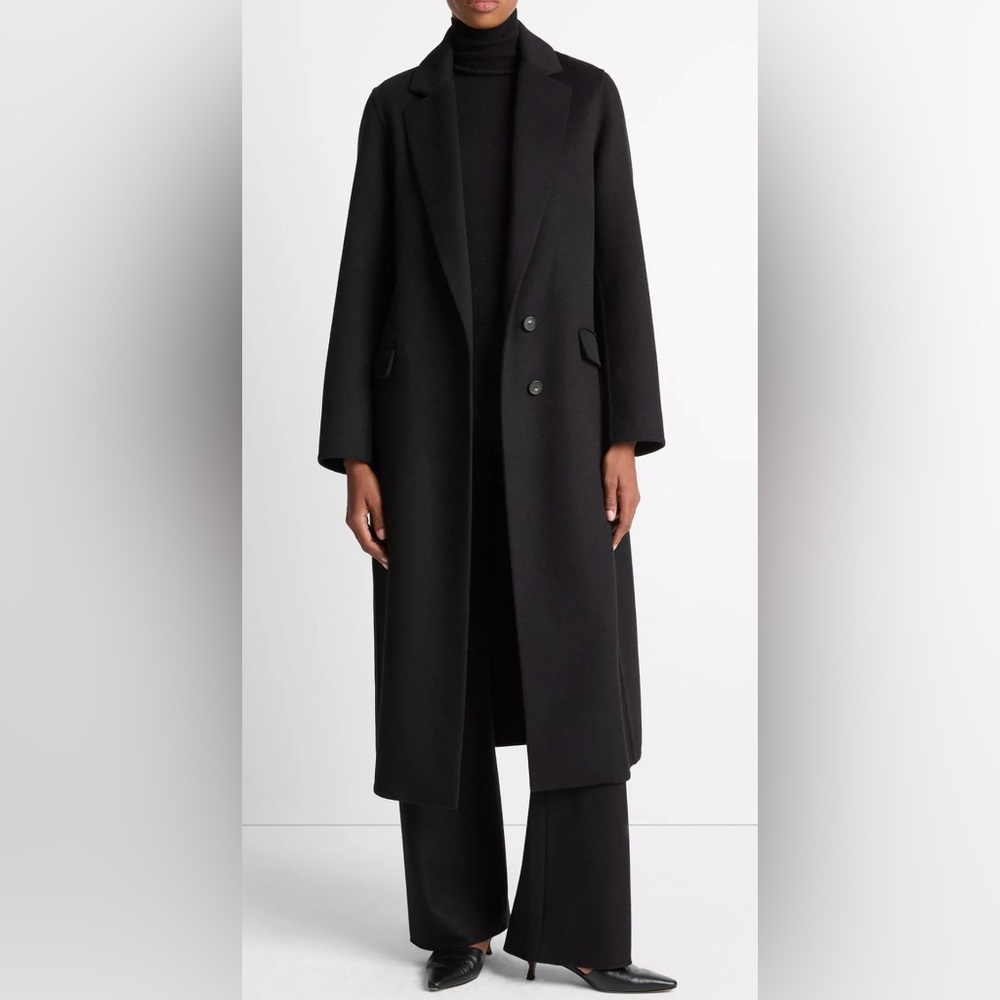 Vince Wool-Blend Single-Breasted Coat in Black